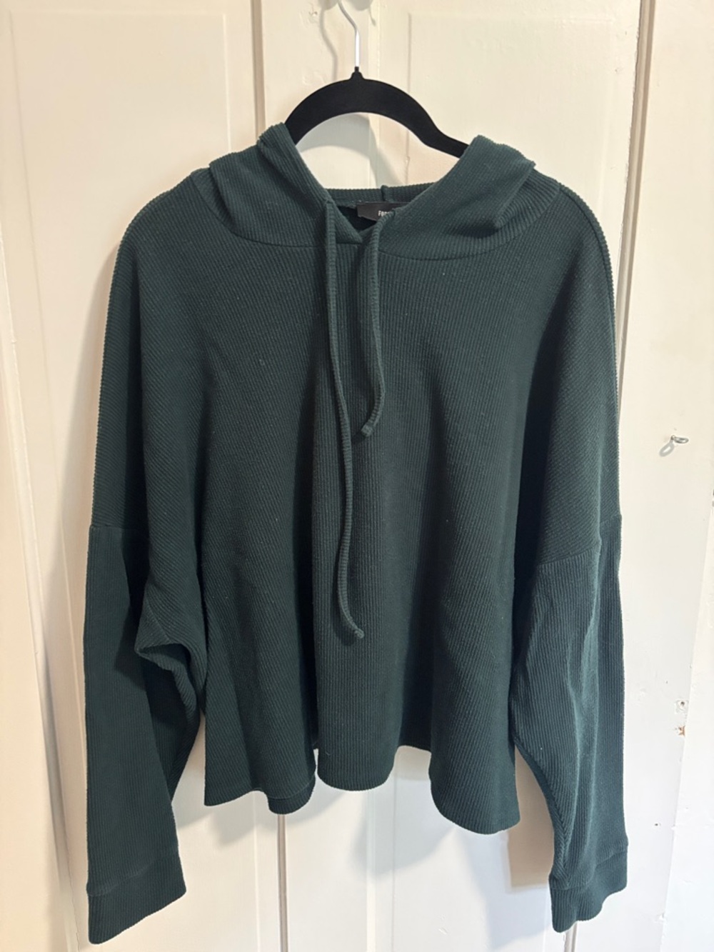 Forever 21 Plus Dark Forest Green Waffle Knit Hoodie